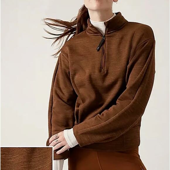 Athleta Altitude Polartec Half Zip Sweatshirt Rust Size Large - Picture 2 of 12